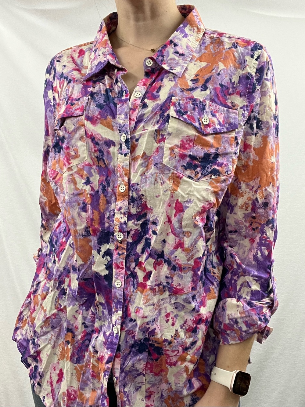 Relativity Purple, Orange & Pink Abstract Button-Down Shirt